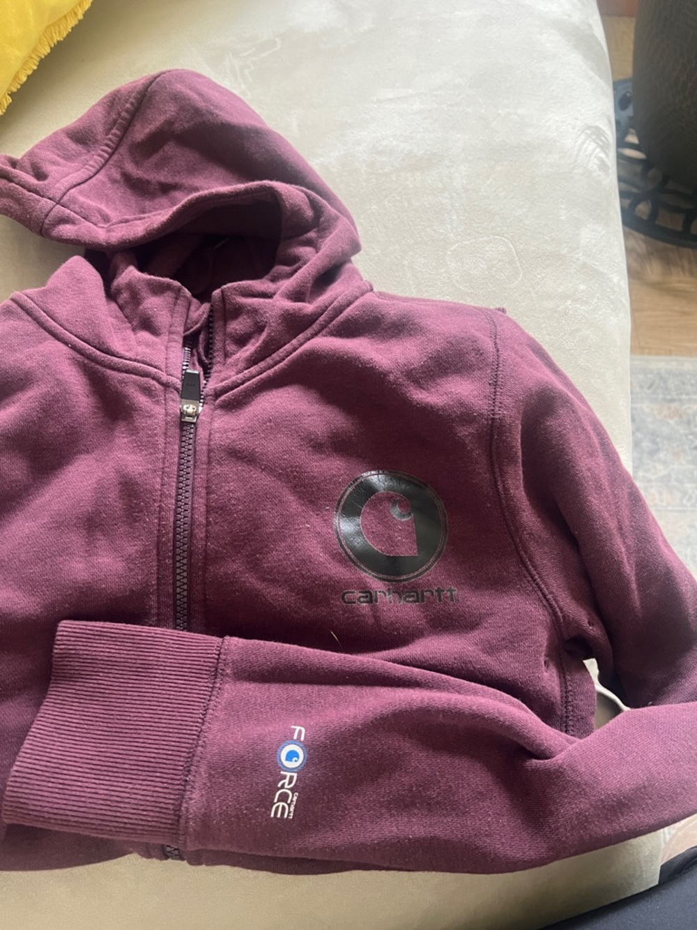 Carhartt Women's Burgundy Full-Zip Hooded Sweatshirt with Logo